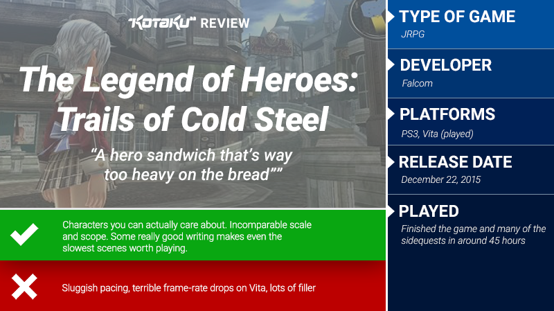 Illustration for article titled The Legend of Heroes: Trails of Cold Steel: The Kotaku Review